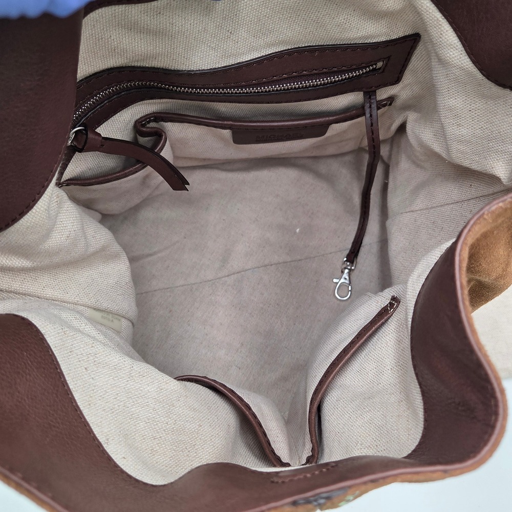 Michael Kors Large Slouchy Suede Hobo Bag Brown Studded Leather Y2K Dust Bag - Picture 9 of 11